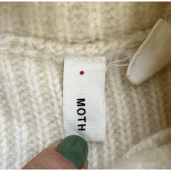 Anthropologie Moth Womens Cashmere Tunic Sweater Vest S Turtleneck Ivory Preppy - Picture 4 of 9